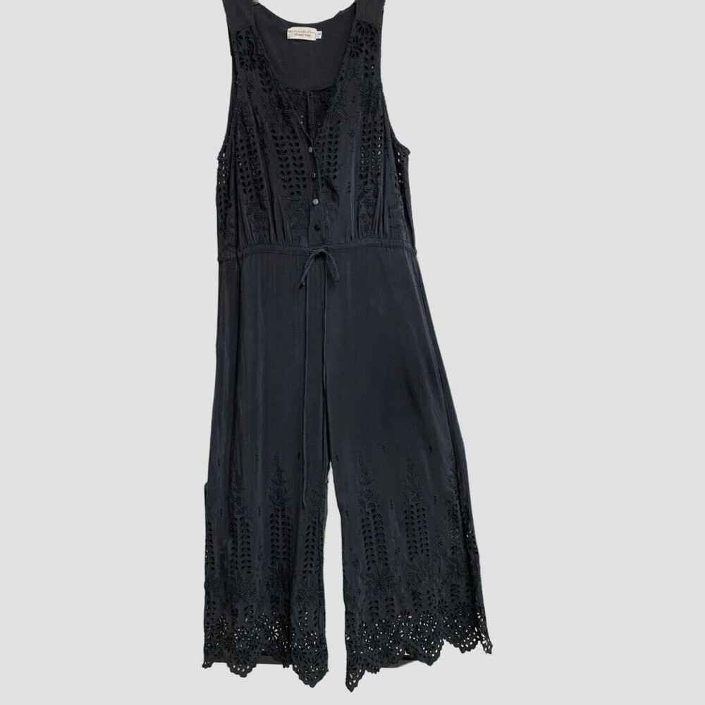 Johnny Was 4 Love And Liberty Womens Jumpsuit Size S Black Sleeveless Eyelet